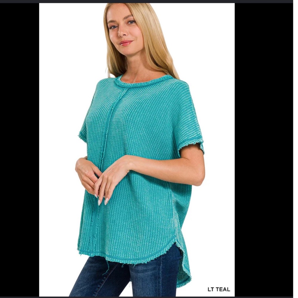 Zenana Mineral Washed Waffle Top